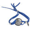 Pulsera piel azul y plata ajustable Gloria Mago "Face" plata y piel azul