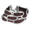 Pulsera triple plata y cuero marrón Gloria Mago hebillas - Imagen 2
