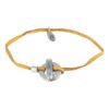 Pulsera Gloria Mago piel mostaza y cierre aro plata chapado plateado - Imagen 2