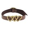 Pulsera dorado corazón hebilla Gloria Mago piel marrón triple corazón bañado en dorado ajustable - Imagen 3