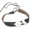 Cinturón plata y piel Gloria Mago ancho piel negra y metal plata chapado , ajustable en largo 110cm - Imagen 2