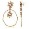 Pendiente Gloria Mago doble flor en aro dorado-rosa alabaster - Imagen 2