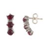 Pendiente plata cristal Swarovski "3 rubí" plata - Imagen 3