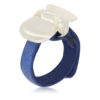 Anillo Gloria Mago piel y plata 925 zamak chapado "lazo" plata-azul, ajustable