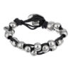 Pulsera cuero y plata Gloria Mago bolas "Enlazado" plata chapado