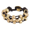 Pulsera cuero y zamak dorado Gloria Mago bolas "Enlazado" dorado