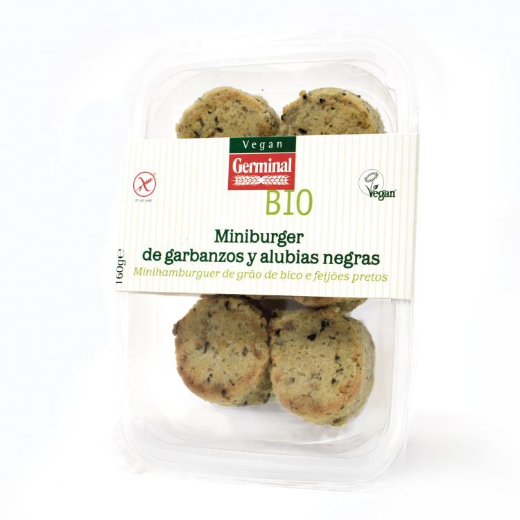 comprar REFRIG MINIBURGER DE ALUBIAS NEGRAS Y GARBANZOS SIN GLUTEN 160GR | tienda online eco