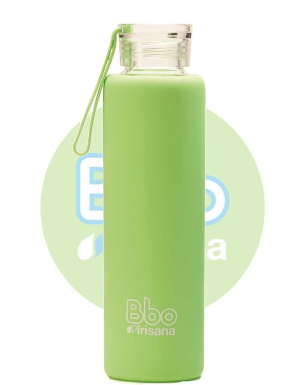 comprar Botella bbo verde borosilicato con silicona 550 ml.  irisana